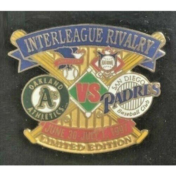 1997 OAKLAND Athletics Interleague Rivalry Series 4 Pin Set - Picture 4 of 5